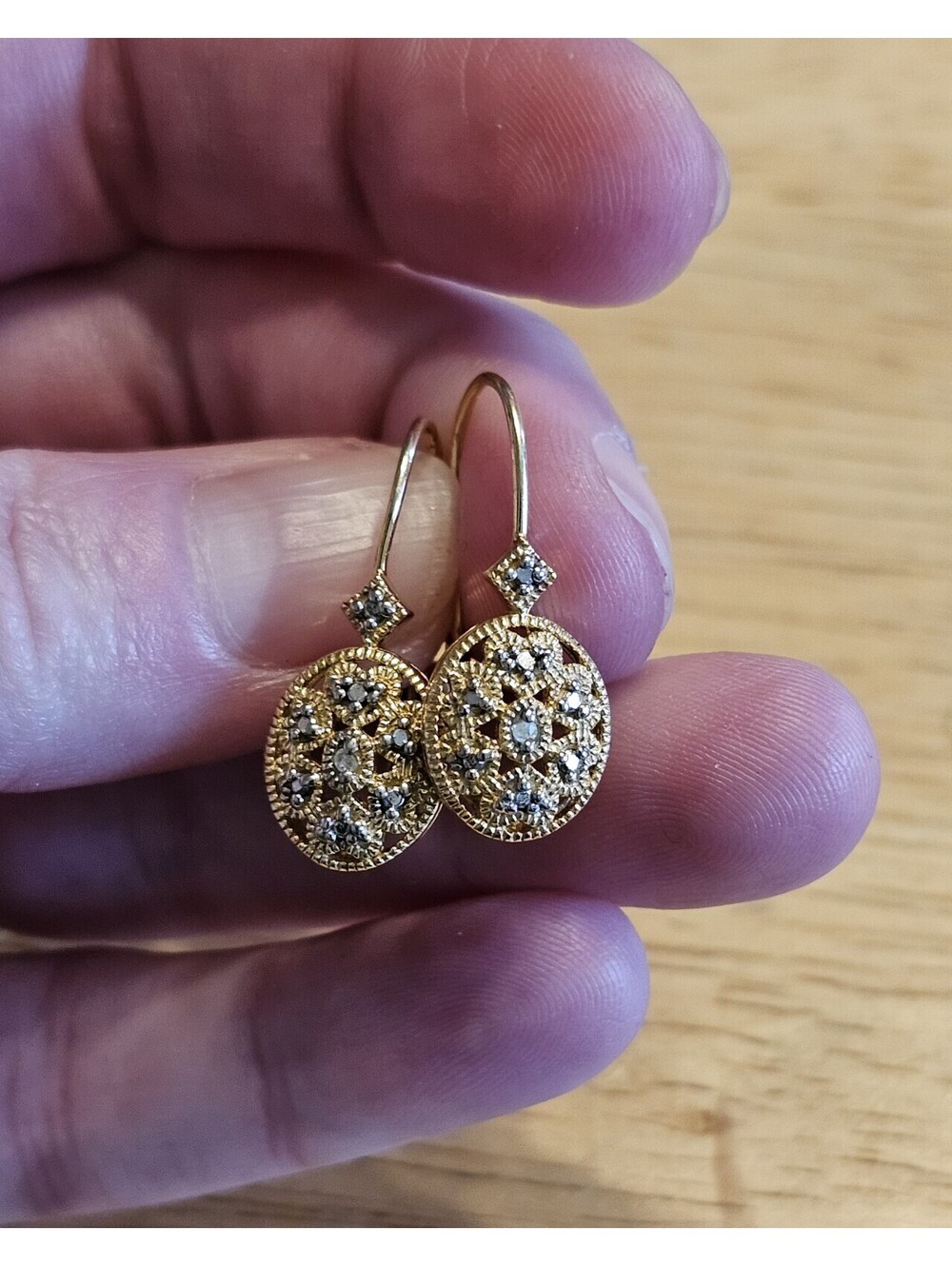 Gold Plated Sterling Silver 925 FAS Lever Back Earrings